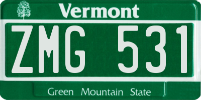 VT license plate ZMG531