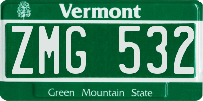 VT license plate ZMG532