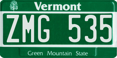 VT license plate ZMG535