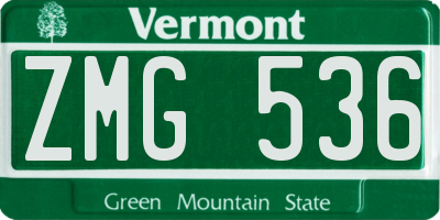VT license plate ZMG536