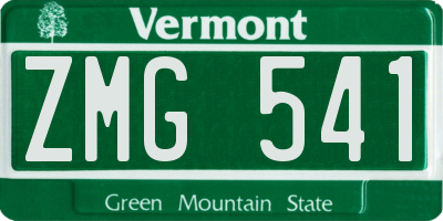 VT license plate ZMG541