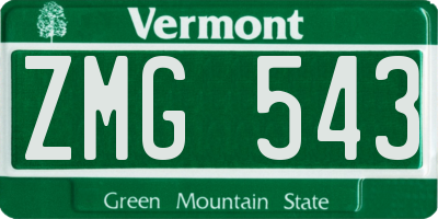 VT license plate ZMG543