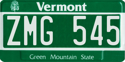 VT license plate ZMG545