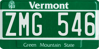 VT license plate ZMG546