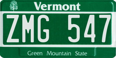 VT license plate ZMG547