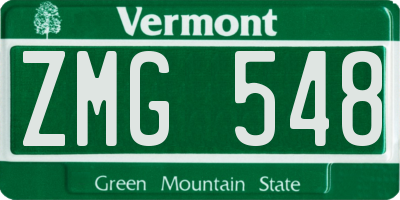 VT license plate ZMG548