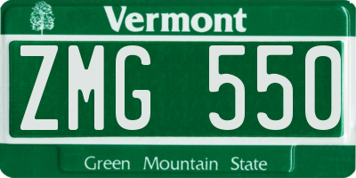VT license plate ZMG550