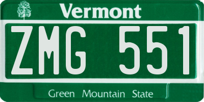 VT license plate ZMG551