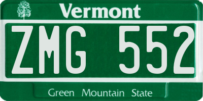 VT license plate ZMG552