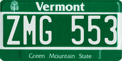 VT license plate ZMG553