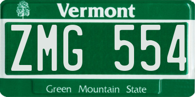 VT license plate ZMG554