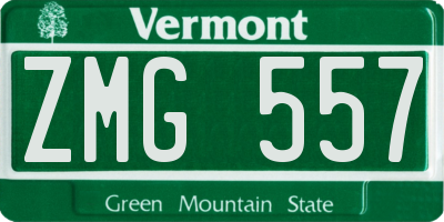 VT license plate ZMG557