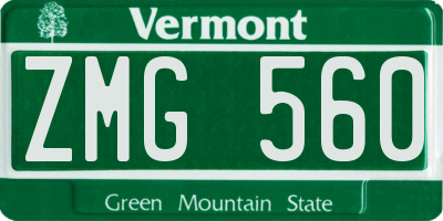 VT license plate ZMG560