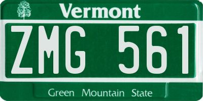 VT license plate ZMG561