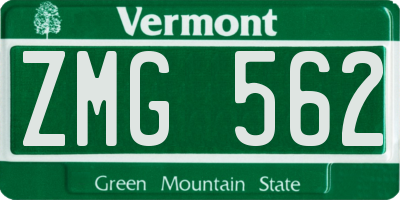 VT license plate ZMG562