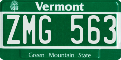 VT license plate ZMG563
