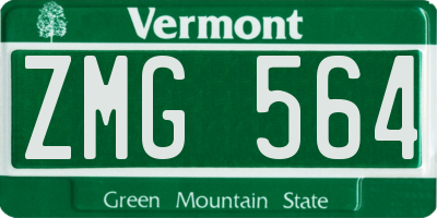 VT license plate ZMG564