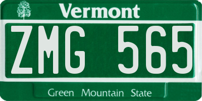 VT license plate ZMG565