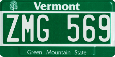 VT license plate ZMG569