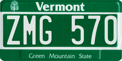 VT license plate ZMG570