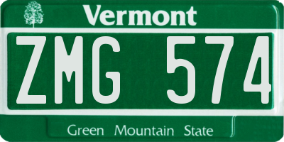 VT license plate ZMG574