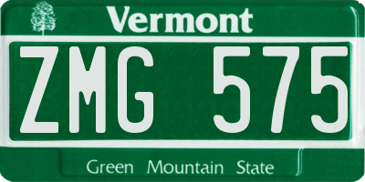 VT license plate ZMG575