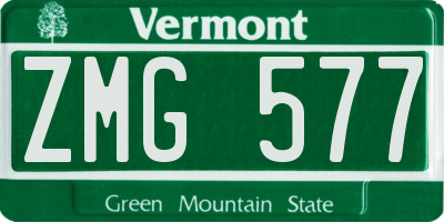 VT license plate ZMG577