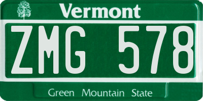 VT license plate ZMG578