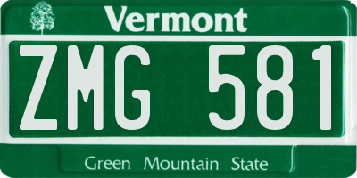 VT license plate ZMG581