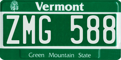 VT license plate ZMG588