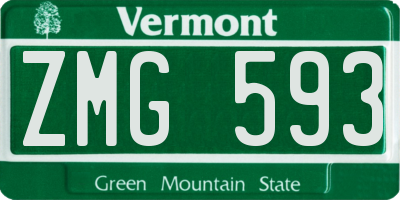 VT license plate ZMG593