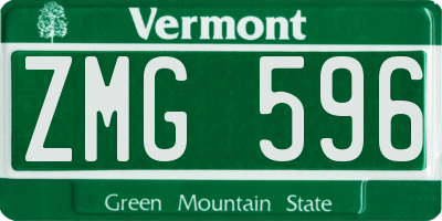 VT license plate ZMG596
