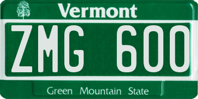 VT license plate ZMG600