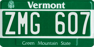 VT license plate ZMG607