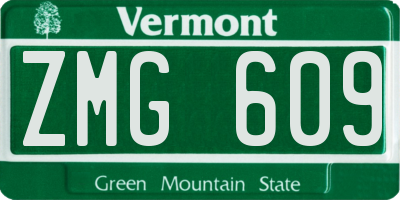 VT license plate ZMG609