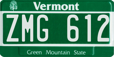 VT license plate ZMG612