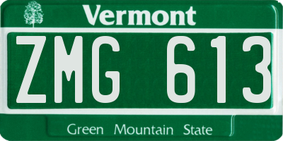 VT license plate ZMG613