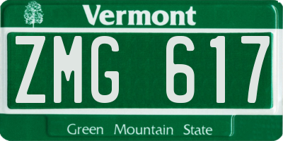 VT license plate ZMG617