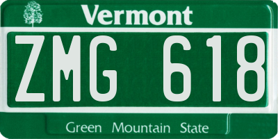 VT license plate ZMG618