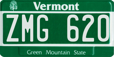 VT license plate ZMG620