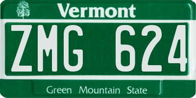 VT license plate ZMG624