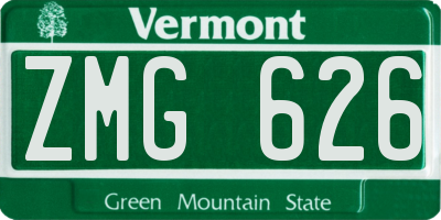 VT license plate ZMG626