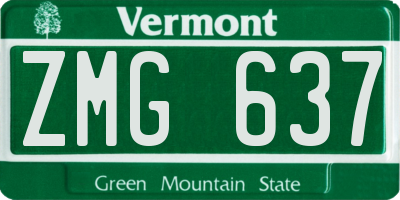 VT license plate ZMG637