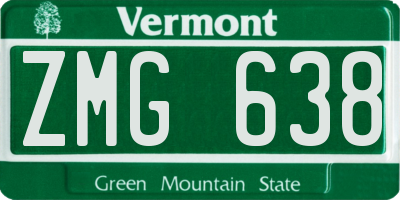 VT license plate ZMG638