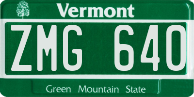 VT license plate ZMG640