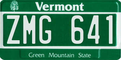 VT license plate ZMG641