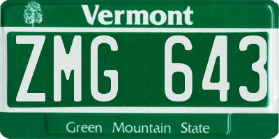 VT license plate ZMG643