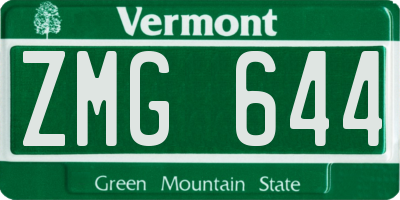VT license plate ZMG644