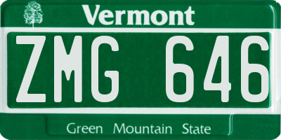 VT license plate ZMG646