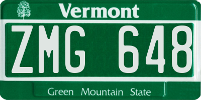 VT license plate ZMG648